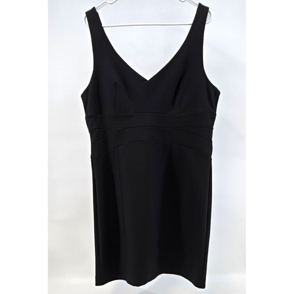 New York & Company Black Stretch V-Neck Sleeveless Knee Dress 16 Date Night